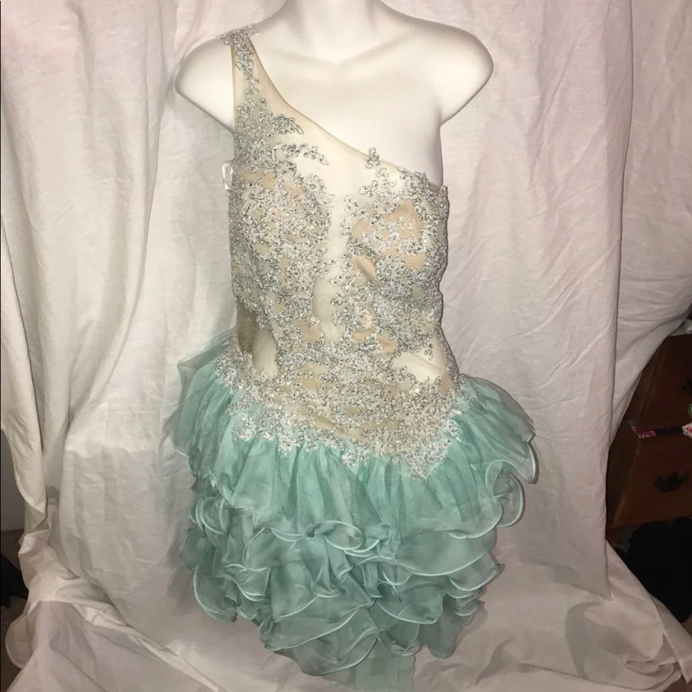 Mac Duggal Teal Prom Dress